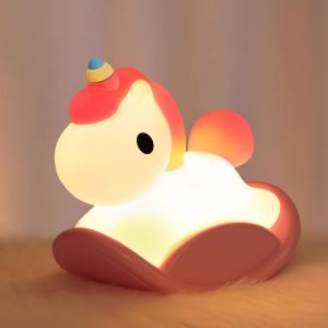 Veilleuse Bébé Veilleuse Enfant Veilleuse Licorne Led Lampe De Silicone, Tactile Dimmable Usb Charge 30 Minute Minuterie, Enfants Lampe De Chevet Enfants Cadeaux Chambre Enfants(Rose) - Neuf