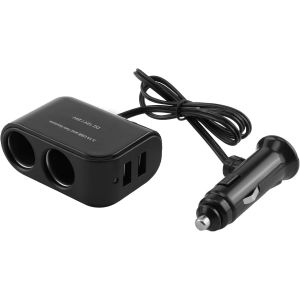 R&eacute;partiteur Allume-Cigare 2 Prises, Adaptateur De Chargeur De Voiture Double Usb, 12 V/24 V, Double Alimentation Avec 2 Ports Usb, 2 R&eacute;partiteurs De Prise Allume-Cigare, Chargeur De Voiture - Neuf