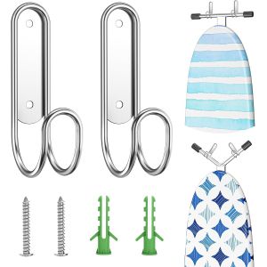 MEVRONISSHOP-Accroche Table &agrave; Repasser, Support Mural Planche &agrave; Repasser, Support Mural Table &agrave; Repasser en Acier Inoxydable, Accroche Planche a Repasser, Support Porte Table a Repasser, Argent - Neuf