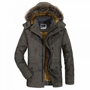 Manteau En Coton Rembourré Pour Homme,Veste À Capuche,Longue Doublure En Laine,Parkas De Neige,Fourrure En Peluche,Extérieur,Hiver - Neuf
