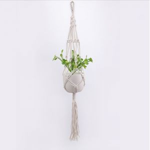 Panier à fleurs suspendu en corde de coton, 105 cm de long, support pour plantes, pour plafond, balcon, décoration murale - Neuf