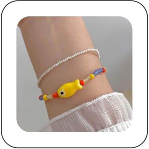 Kal-Bracelet Boho Jaune Poisson Main Arc-En-Ciel Perle Harnais Cha&icirc;ne Vintage Poisson Esclave Main Multicouches Bijoux Rigolos Pour Femmes - Neuf