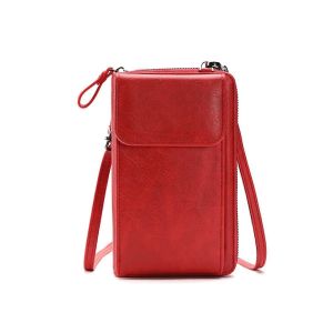 T&eacute;l&eacute;phone portable Sac d'&Eacute;paule de Cuir d'unit&eacute; centrale de Femmes sac Bandouli&egrave;re Sac &agrave; main Avec des Fentes de Cartes Bandouli&egrave;re R&eacute;glable Rouge - Neuf