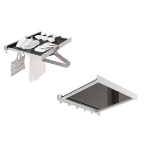 &Eacute;tendoir &agrave; linge mural r&eacute;tractable avec 6 crochets, en aluminium, gain de place, capacit&eacute; de charge de 5 kg - Neuf