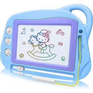 ERYI-Ardoise Magique Tableau Dessin Magnetique, 4 Couleurs Effaçable Planche À Dessin Magnétique Avec 3 Tampons Jouets Éducatifs Pour Les Enfants 2 3 4 5 Ans - Neuf