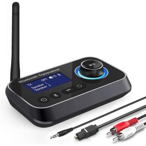 Émetteur Récepteur Bluetooth 3 En 1 Adaptateur Audio Bluetooth 5.3 Double Connexion Transmetteur Receveur Bluetooth Avec Rca/Optique/Aux Contrôle Du Volume Bypass Vers Tv, Stéréo, Écouteurs - Neuf