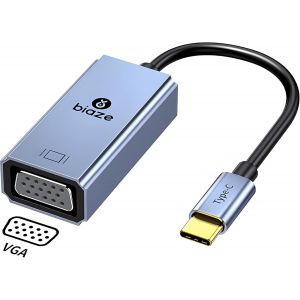 KALANKA-ZH196 Adaptateur USB C vers VGA, type C 3.1 vers VGA, convertisseur Full HD type C vers VGA, compatible avec iPhone 15 Plus Pro Max, MacBook Air 2022, iPad, iMac, Samsung Galaxy Tab, Dell XPS - Neuf