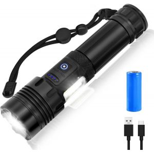 Lampe Torche Led Ultra Puissante, 30000 Lumen Lampe De Poche, Lampe Torche Rechargeable Usb, Xhp160 Lampe Tactique En Aluminium, Ipx6 Étanche Lampe Tactique Torchespour Camping Randonnée - Neuf
