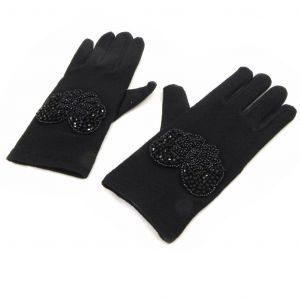 Promotion ! Gants Femme 'clothilde' Perles Noires - Neuf