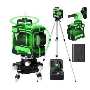 Geevorks Niveau Laser Chantier Autonivelant 3x360&deg;,Lazer Niveaux 3D 12 Lignes Laser,Autonivellement et Mode Puls&eacute; Ext&eacute;rieur,4800 mAh,Nivellement Automatique, Support Rotatif - Neuf