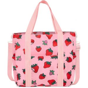 SJZG-Sac Fourre-Tout Fraise Pour Femmes Filles Sacs &Agrave; Bandouli&egrave;re Mignons Grande Sac Cabas Avec Fermeture &Agrave; Glissi&egrave;re Et Poches Sacs De Courses Pour Le Travail Au Coll&egrave;ge Voyage Shopping - Neuf