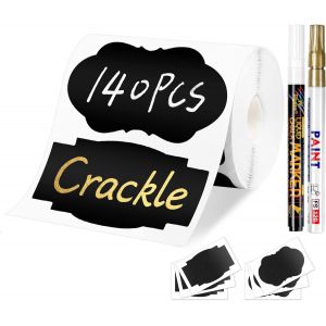 Lot De 140 Étiquettes Autocollantes Pour Tableau Noir,Étiquettes De Tableau Avec 2 Marqueurs À Craie,Étiquettes Autocollantes Pour La Cuisine,Pots À Épices,Confiture,Bouteilles - Neuf