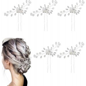 Kal-5 Pièces Épingles À Cheveux De Mariage, Épingles À Cheveux De Mariée, Accessoires De Bijoux De Cheveux De Mariage, Pince À Cheveux En Perle Strass Pour Femmes Et Filles (5 Pcs) - Neuf
