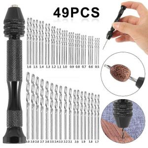 49pcs 02-34mm perceuse à main Set Mini aluminium perceuse à main Bit Bijoux Artisanat Main Perceuse manuelle Outils de travail du bois Foret Dropship - Neuf