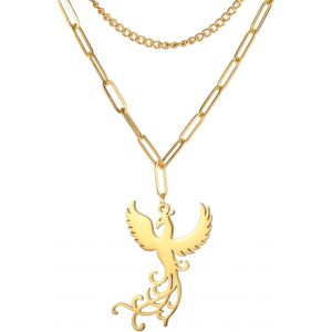 Kal-Collier De Phénix Pour Femmes Collier De Phénix Ascendant Collier Nirvana De Phénix Pendentif Oiseau Mythologique Phénix Renaît De Ses Cendres Bijoux Inspiration Cadeaux - Neuf