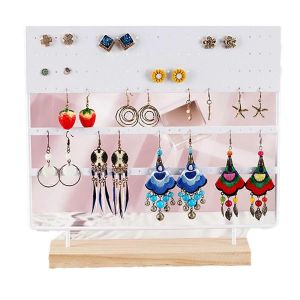 Porte-Bijoux Blanc 144 Trous Boucle D'oreille De Bureau Anneau Support - Neuf