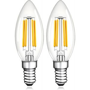 Kalanka-, Ampoule Led &iquest;&iquest; Intensit&iquest;&iquest; Variable E14, Blanc Chaud, &iquest;&iquest;Quivalent 40 W, Ampoule Bougie 4 W, 2700 K (Blanc Chaud), 550 Lm, Ampoule &iquest;&iquest; Filament Vintage, Sans Scintillement, 230 V, Lot De 2 - Neuf
