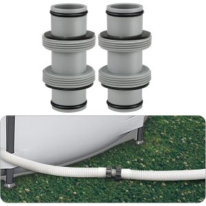 Lot de 2 raccords de Tuyau de Piscine 38 mm ¿ Adaptateur pour Tuyau de Piscine Compatible avec Intex,Bestway,Coleman ¿ idéal pour rallonge de Tuyau ou Connexion de Pompe - Neuf