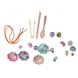 Jeu de perles a clipser, perles a lacer, jouets educatifs en bois pour enfants, entrainement a la concentration - Neuf