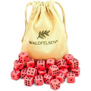 Eryi-® Lot De 6, 12, 20, 30 Ou 50 Dés De Haute Qualité De La Marque ® Taille Standard 16 Mm Cube Acrylique Bouton Cube De Jeu Dice 6 Côtés Accessoires De Jeu Avec Sac En Tissu (Rose, 30 - Neuf