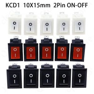 5 / 10Pcs Interrupteur à bouton-poussoir 10x15mm SPST 2Pin 3A 250V KCD11 Snap-in On/Off Interrupteur à bascule 10MM * 15MM Noir Rouge et Blanc - Neuf