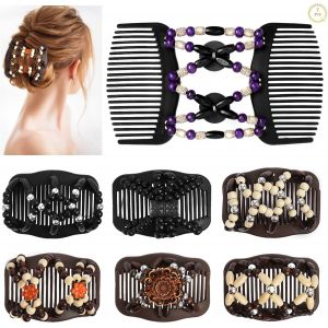 NBGCM-7PCS Peigne Magique, Peigne de Cheveux Extensible, Peigne de Cheveux Perles, Peignes de Cheveux Extensible Double Clips, Pince Cheveux Femme pour Femme Fille, 7 Styles - Neuf