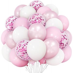 SJZG-Lot De 50 Ballons Roses Et Blancs De 30,5 Cm Pour D&eacute;coration De F&ecirc;te D'Anniversaire, Mariage, Bapt&ecirc;me, F&ecirc;te Pr&eacute;natale - Neuf