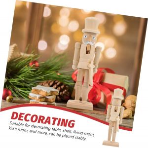 Lot de 3 figurines de Noël en forme de casse-noisette, décoration de Noël, cadeau de Noël, figurine de soldat en bois, embryon blanc, style américain - Neuf