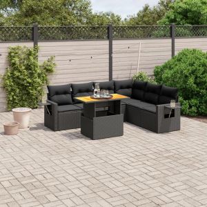Prolenta Premium - Salon De Jardin 7 Pcs Avec Coussins Noir R&eacute;sine Tress&eacute;e - Neuf