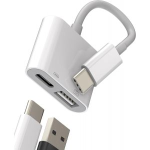 TRAHOO-Adaptateur USB C vers USB (2 en 1) iPhone 15 Pro Max Plus iPad Pro Air Mini Type C Chargeur rapide OTG Jack Accessoire de charge Compatible avec Samsung Tab S6 Lite +tp - Neuf