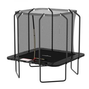 Trampoline Ext&eacute;rieur Luxury Carr&eacute; Noir - 244x244cm - Avec Echelle, Tapis De Saut, Matelas De Protection Et Filet De S&eacute;curit&eacute; - Noir - Neuf