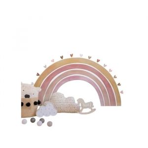Sticker Mural Arc-en-ciel en Tissu 160x85cm D&eacute;coration Chambre Enfant Autocollant Mural Textile Style Pastel Boho G&eacute;ant - Neuf
