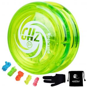 Yoyo D1 GHZ réactif, Yoyos en boucle professionnel débutant avec des cordes Yoyo + des gants + des sacs Yoyo, Gre - Neuf