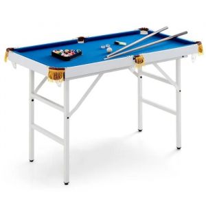 Table de Billard Pliable COSTWAY avec 2 Queues, 2 Craies, 16 Boules, Triangle et Brosse pour Toute la Famille 122 x 64 x 78 cm Bleu - Neuf