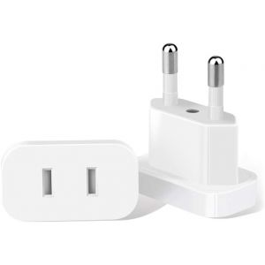 ERYI-Tête D'Adaptateur, Prise 4Mm Prise Américaine Vers Prise Ue Chargeur De Voyage Adaptateur De Prise De Courant Usa Vers Europe Prise De Convertisseur De Charge De La Réglementation Européenne - Neuf