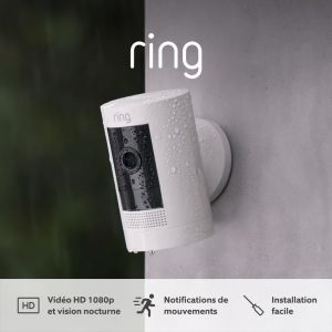 Caméra extérieure sans fil (Stick Up Cam)| Caméra de surveillance wifi HD sur batterie, audio bidirectionnel, détection de mouvements, fonctionne avec Alexa | Essai Home gratuit 30 j. - Neuf