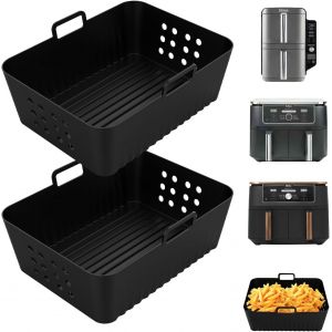 Lot de 2 accessoires Airfryer 19 x 14 x 8 cm pour Ninja Foodi Max Dual Zone Af400eu Af300eu 9,5 l,en silicone,Ninja pour Foodi Max Double Stack Sl400eu,moule en silicone pour friteuse à air chaud - Neuf