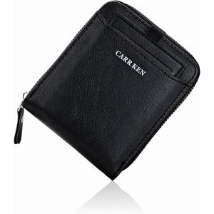 NSIECD-Petit Portefeuille Homme Cuir avec Porte-Badges Amovible, Porte Monnaie Homme Fente Multiple Portefeuille pour Homme Porte Carte, Porte Feuille Homme Etui Carte avec Fermeture &Eacute;clair - Neuf