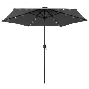 Prolenta Premium - Parasol De Jardin Et Lumi&egrave;res Led M&acirc;t En Aluminium Anthracite - Neuf