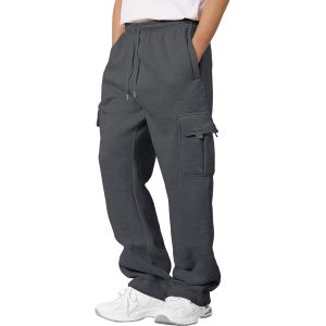 Jexnovashop-Pantalon Jogging Homme Hiver Coton Pantalon D&eacute;contract&eacute; Chaud En Polaire Cargo Pantalons De Sport Taille &Eacute;lastique Coupe Training Pants Surv&ecirc;tement Sportwear Avec Poches - Neuf