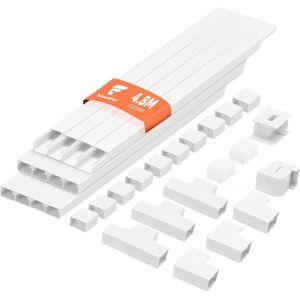 VornixorSarlshop-4,8 m Goulotte Cable, Goulotte Electrique pour C&acirc;bles, Cache Fil, Cache Cable pour Cacher Les C&acirc;bles, Goulotte Autocollante pour Mur, TV - Blanc 15 mm x 10 mm - Neuf