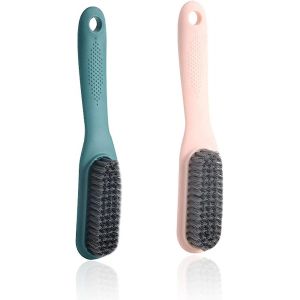 Brosse De Nettoyage, 2 Paquet Brosse À Linge Vêtements Brosse À Récurer Avec Poignée, Nettoyage En Plastique Brosse De Lavage Brosse À Linge À Poils Souples Brosses À Chaussures(Bl - Neuf