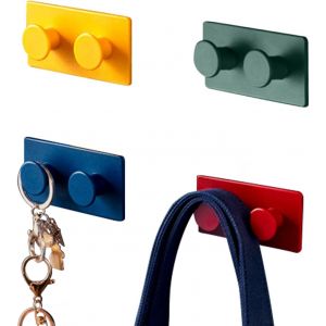 Crochet Adh&eacute;sif, &eacute;pissure de crochets multicolores Crochet de suspension murale Crochets de cl&eacute;s Crochets muraux auto-adh&eacute;sifs pour suspendre des sacs, des serviettes, des prises (4 pi&egrave;ces) - Neuf