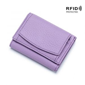 Nouveau Femmes En Cuir V&eacute;ritable Sacs &Agrave; Main Femme Peau De Vache Portefeuilles Dame Petite Poche Pour Monnaie Rfid Porte-Carte Mini Sac D'Argent Pochette Portable.Light Purple. - Neuf