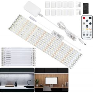 Ruban Led Blanc Froid 5m, Bande Lumineuse Sous Meuble De Cuisine Kit D'&eacute;clairage Led Avec T&eacute;l&eacute;commande Rf Pour Vitrine, Cuisine, Bureau, &Eacute;tag&egrave;re, Placard, 6500k - Neuf
