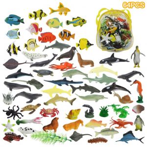 Ensemble De 64 Jouets Realistes Representant Des Animaux Marins, Figurines De La Vie Sous-Marine, Jouets De Bain, Cadeaux De Fete, Jouets Pour Garcons, Filles Et Enfants - Neuf
