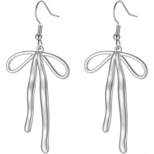 Butterfly Bow Tie Earrings Stainless Steel Ribbon Pendant Earrings For Women Charming - Neuf