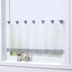 1 Pièce Mia Rideau Brise-Bise Voilage Cuisine À Pattes Transparent Simple Décor De Salon Chambre À Coucher Balcon Gris Hxl 60x120cm - Neuf