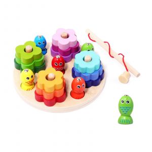 Jouet de pêche magnétique à clip d'apprentissage pour enfants, jeu de coordination ?il-main-poteau de pêche rond - Neuf