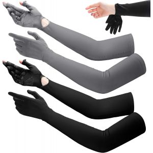 (Noir Et Gris) 2 Paires De Gants Longs Anti-Uv Pour Femmes, Protection Solaire Pour &Eacute;cran Tactile, Gants De Conduite Upf 50+, Adapt&eacute;s Aux Sports De Plein Air, Au Cyclisme - Neuf
